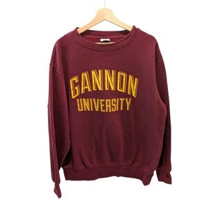 Gannon University College Crewneck Sweatshirt Burgundy Gold Spell Out Large